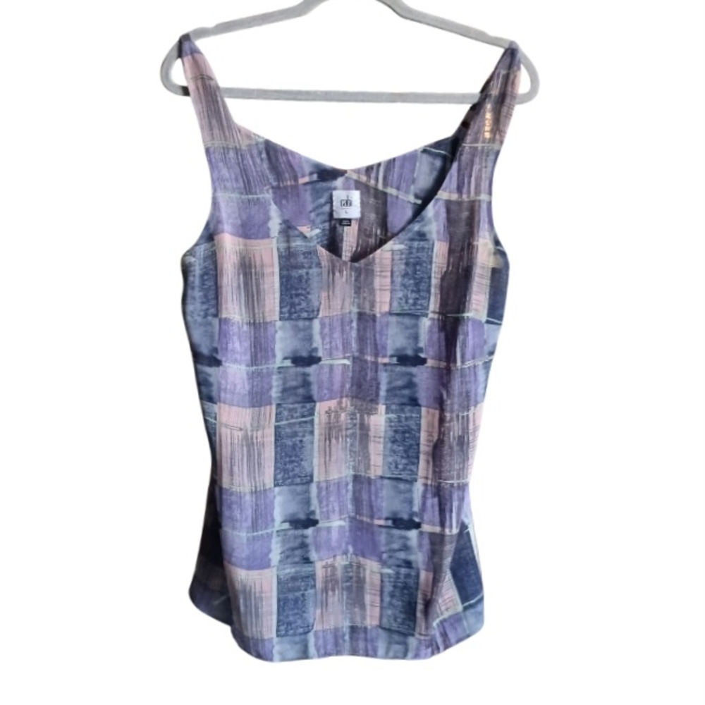 CAbi Purple Plaid Women's Top Sz L
